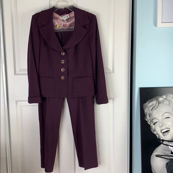 St. John Jackets & Blazers - Vintage St. John Suit Blazer & Pants Set Plum Purple Size 8